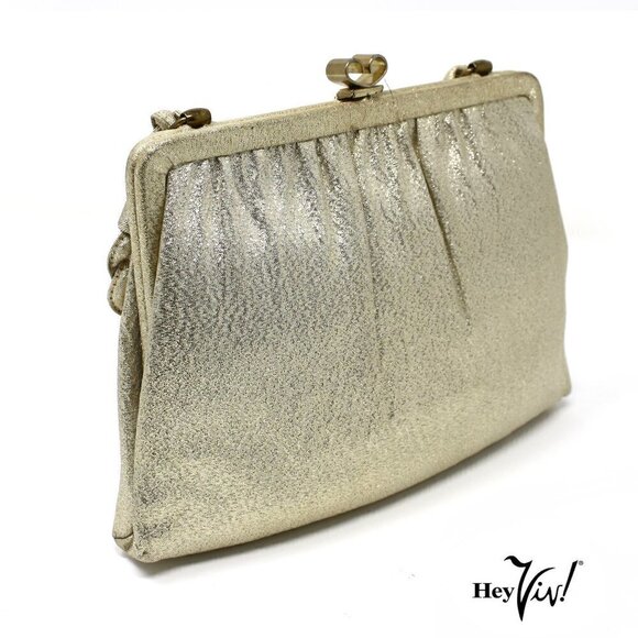 Vintage Gold Evening Purse - Braided Handle - Cocktail, Party, Wedding - Picture 3 of 6